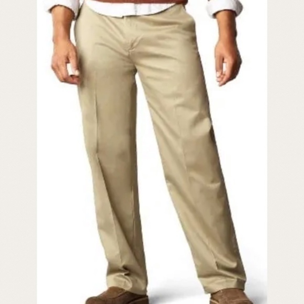 Dockers D3 Khaki Tan Flat Front Casual Work Pants 32X30